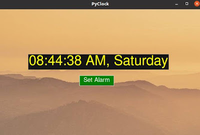 Starting window of the Python alarm clock