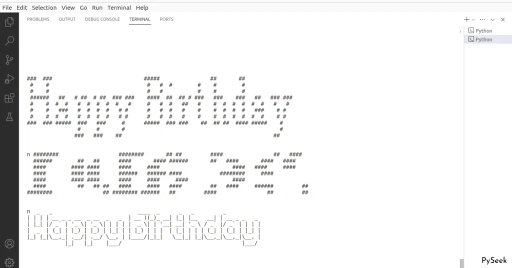 Output of Happy birthday program 2