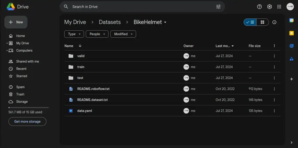 BikeHelmet folder on google drive