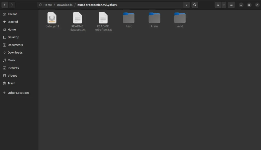 number detection dataset folder