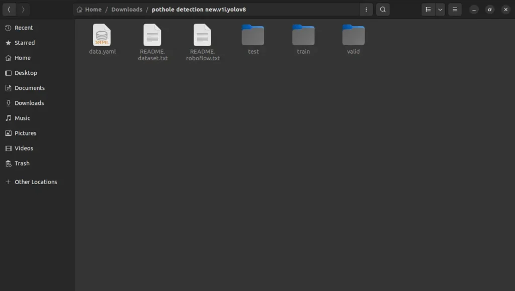 pothole detection dataset folder